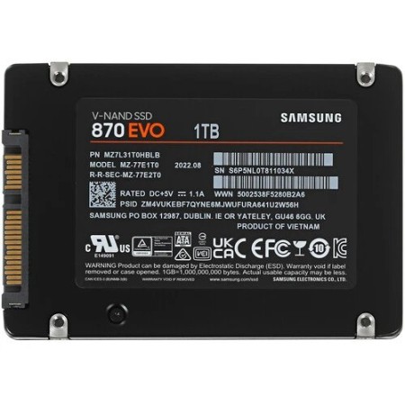 1000 ГБ SSD диск Samsung 870 EVO (MZ-77E1T0BW) черный
