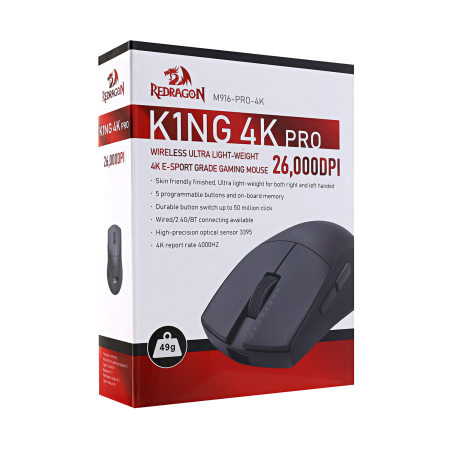 Мышь беспроводная/проводная Redragon K1ng 4K Pro (72211) черный