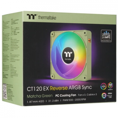 Комплект вентиляторов Thermaltake CT120 EX Reverse ARGB Sync Matcha Green (CL-F198-PL12MG-A) 3 шт зеленый