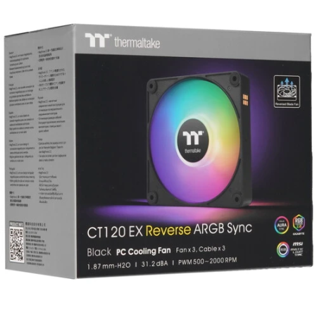 Комплект вентиляторов Thermaltake CT120 EX Reverse ARGB Sync (CL-F192-PL12SW-A) черный