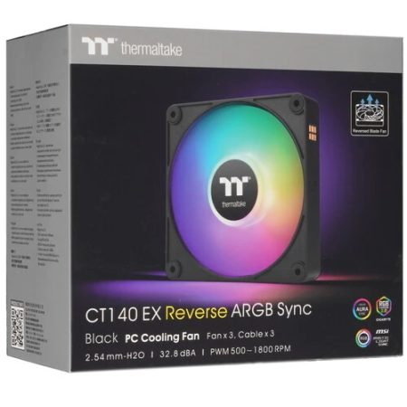 Комплект вентиляторов Thermaltake CT140 EX Reverse ARGB Sync (CL-F193-PL14SW-A) 3 шт черный