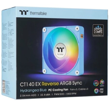 Комплект вентиляторов Thermaltake CT140 EX Reverse ARGB Sync Hydrangea Blue (CL-F199-PL14BU-A) 3 шт белый