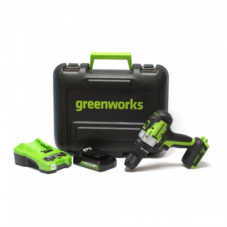 Дрель Greenworks GD24DD60K2 (3704107UA) черный/зеленый