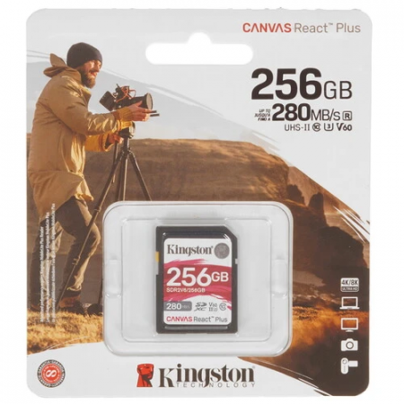 256 ГБ Карта памяти Kingston Canvas React Plus V60 SDXC (SDR2V6/256GB) чёрный