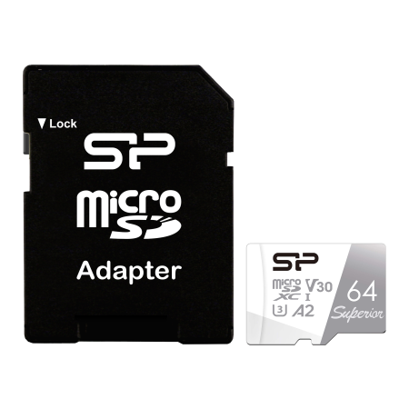 64 ГБ Карта памяти Silicon Power microSDXC (SP064GBSTXDA2V20SP) черный + адаптер