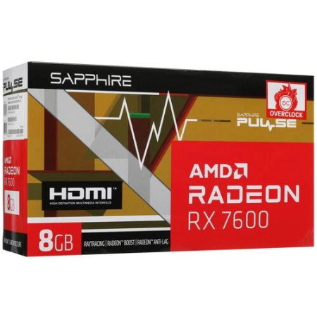 Видеокарта Sapphire AMD Radeon RX 7600 PULSE GAMING OC (11324-01-20G) 8 Гб черный