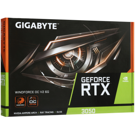 Видеокарта GIGABYTE GeForce RTX 3050 WINDFORCE V2 OC (GV-N3050WF2OCV2-6GD) 6 Гб черный