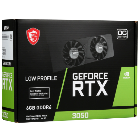 Видеокарта MSI GeForce RTX 3050 LP 6G OC (RTX 3050 LP 6G OC) 6 Гб черный