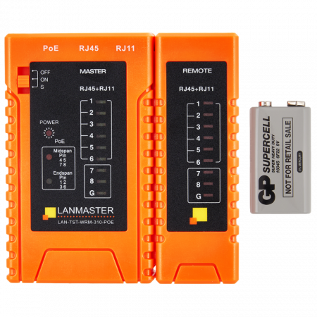 Тестер LANMASTER LAN-TST-WRM-310-POE оранжевый