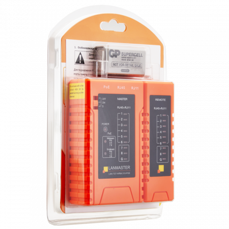 Тестер LANMASTER LAN-TST-WRM-310-POE оранжевый