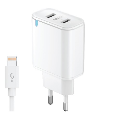 Сетевое зарядное устройство Olmio USBx2 2.4А Smart IC (43366) белый