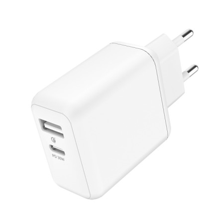 Сетевое зарядное устройство Olmio type-C+USB PowerDelivery 3A (43787) белый