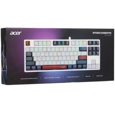 Клавиатура проводная Acer OKW305 (ZL.KBDCC.01W) белый/голубой/красный