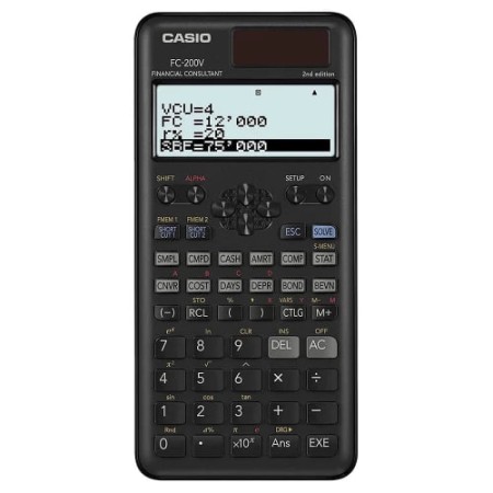 Калькулятор финансовый CASIO FC-200V-2-W-ET черный