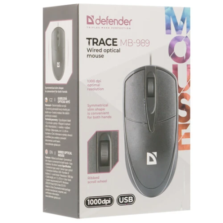 Мышь проводная Defender MB-989 (52989) чёрный
