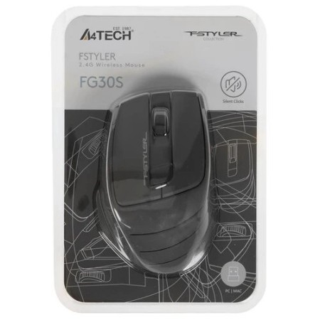 Мышь беспроводная A4Tech Fstyler FG30S (FG30S-GREY) серый