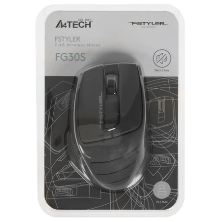 Мышь беспроводная A4Tech Fstyler FG30S (FG30S-GREY) серый