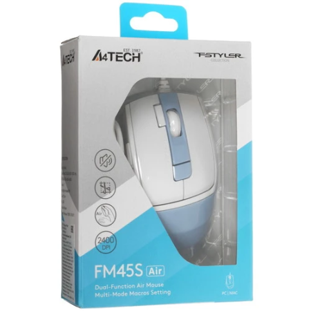 Мышь проводная A4Tech Fstyler FM45S Air (FM45S Air Icy Blue) голубой