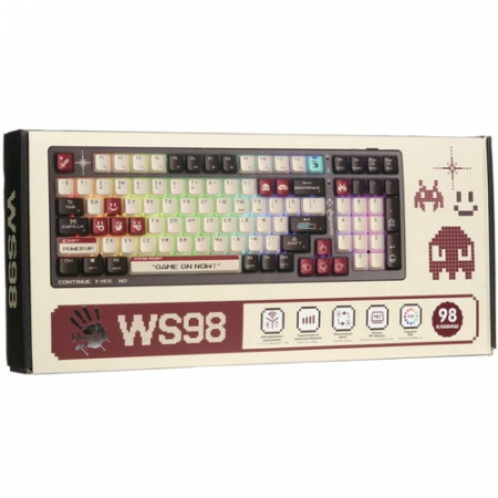 Клавиатура проводная + беспроводная A4Tech Bloody WS98 Pixels Red серый