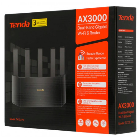 Wi-Fi роутер Tenda TX12L PRO (TX12L PRO) черный