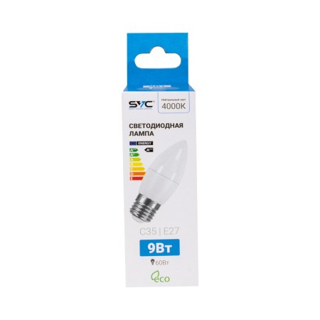 Лампочка SVC LED C35-9W-E27-4000K белый