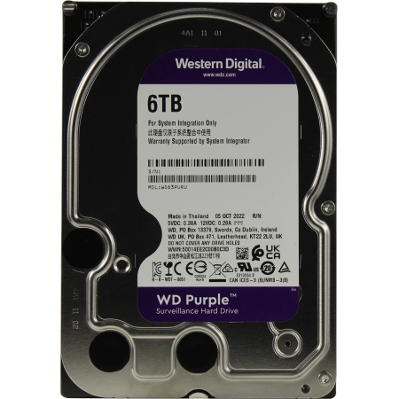 6 ТБ Жесткий диск Western Digital Purple PR2000M-3 Surveillance (WD63PURU) серый