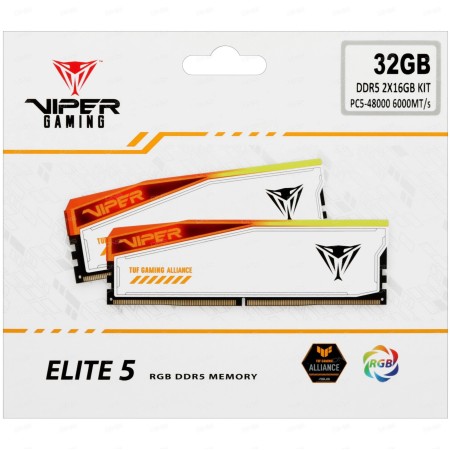 Оперативная память Patriot Memory VIPER ELITE 5 RGB TUF GAMING ALLIANCE (PVER532G60C36KT) 32 ГБ белый