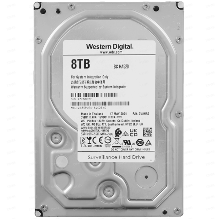 8 ТБ Жесткий диск Western Digital Purple Surveillance (WD85PURU) серый