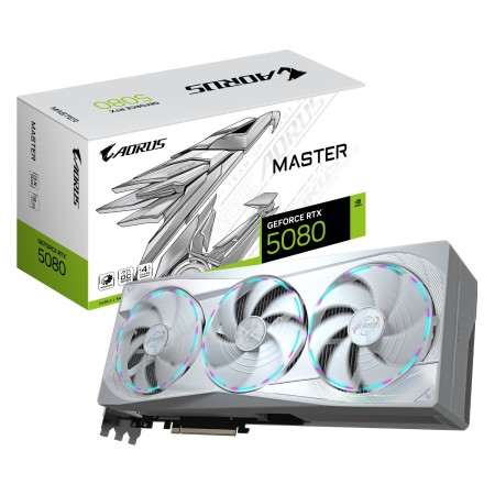 Видеокарта GIGABYTE AORUS GeForce RTX 5080 MASTER ICE (GV-N5080AORUSM ICE-16GD) 16 Гб белый
