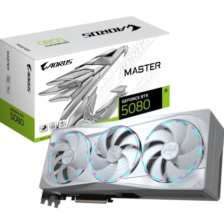 Видеокарта GIGABYTE AORUS GeForce RTX 5080 MASTER ICE (GV-N5080AORUSM ICE-16GD) 16 Гб белый