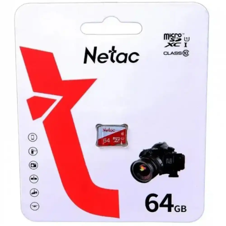 64 ГБ Карта памяти Netac P500 ECO microSDXC (NT02P500ECO-064G-S) чёрный