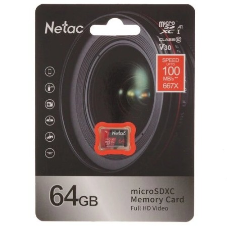 64 ГБ Карта памяти Netac P500 Extreme Pro microSDXC (NT02P500PRO-064G-S) чёрный