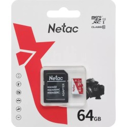 64 ГБ Карта памяти Netac P500 ECO microSDXC (NT02P500ECO-064G-R) черный + адаптер