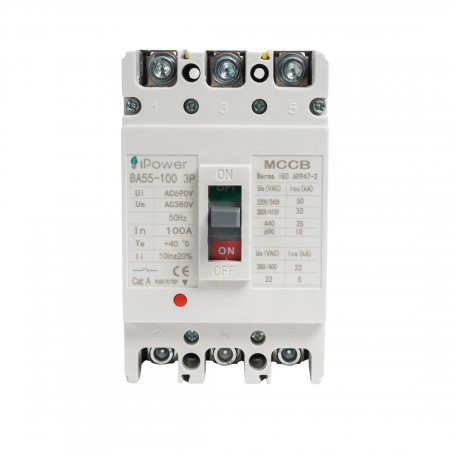 Автоматический выключатель iPower ВА55-100 (AM1-100L/125L) 100 A белый