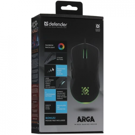 Мышь проводная + коврик Defender Arga GM-049 (52049) черный