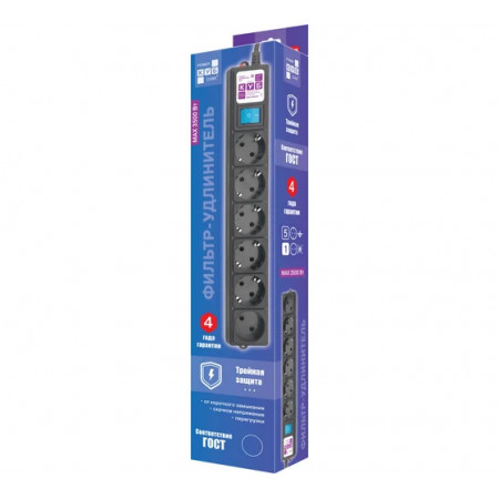 Сетевой фильтр Power Cube SPG6-B5M черный 5 м
