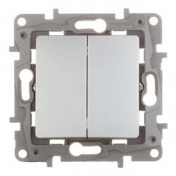 Выключатель Legrand ETIKA 672402 2 клавишный алюминевый