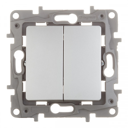 Выключатель Legrand ETIKA 672402 2 клавишный алюминевый