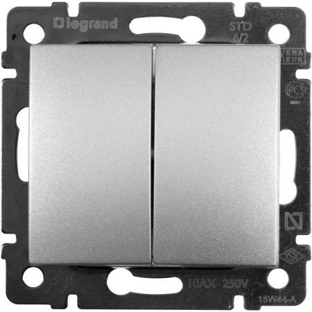 Выключатель Legrand Valena 770105 2х клавишный алюминий