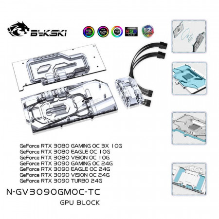 Водоблок для GPU Bykski N-GV3090GMOC-TC-V2 прозрачный