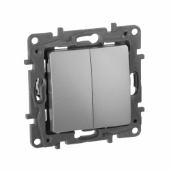 Выключатель Legrand Etika 672402 2 клавишный алюминий