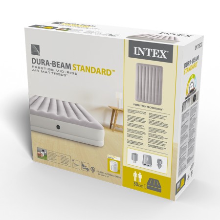 Матрас надувной INTEX Prestige Mid-Rise Queen (64179) серый 203х152х30см