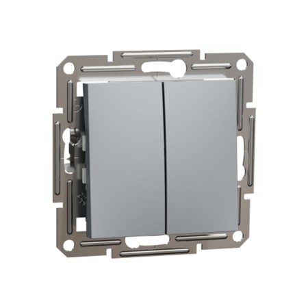 Выключатель Schneider Electric Unica New EPH0300162 2 клавишный сталь