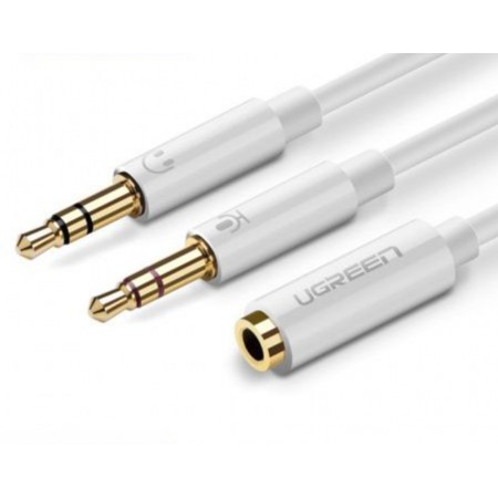 Кабель 3.5 mm jack - 2 x 3.5 mm jack Ugreen AV140 Dual (20897) 0.2 м белый