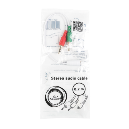 Кабель 2 x 3.5 мм jack - 3.5 мм jack Cablexpert CCA-418W 0.2 м белый