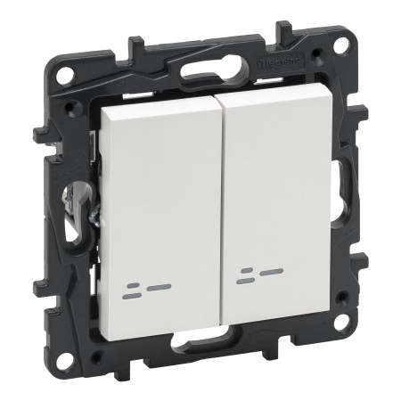 Выключатель с подсветкой Legrand Niloe Step 863115 2х клавишный белый