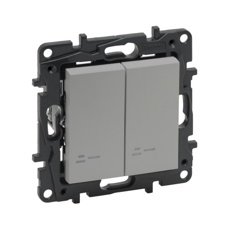 Выключатель Legrand Niloe Step 863315 2 клавишный алюминий