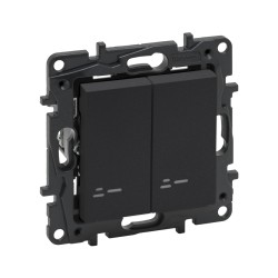 Выключатель с подсветкой Legrand Niloe Step 863415 2х клавишный сталь