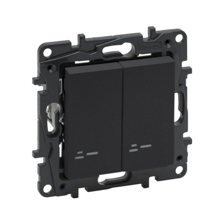 Выключатель с подсветкой Legrand Niloe Step 863415 2х клавишный сталь