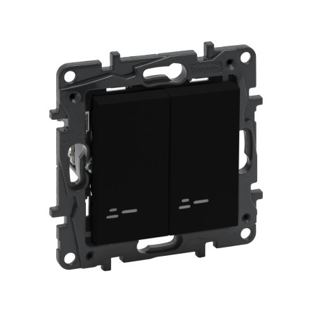 Выключатель с подсветкой Legrand Niloe Step 863515 2х клавишный черный